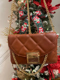 Brown Quilted Cross Body Purse