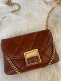 Brown Quilted Cross Body Purse