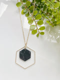 Black Hexagon Pendant Necklace